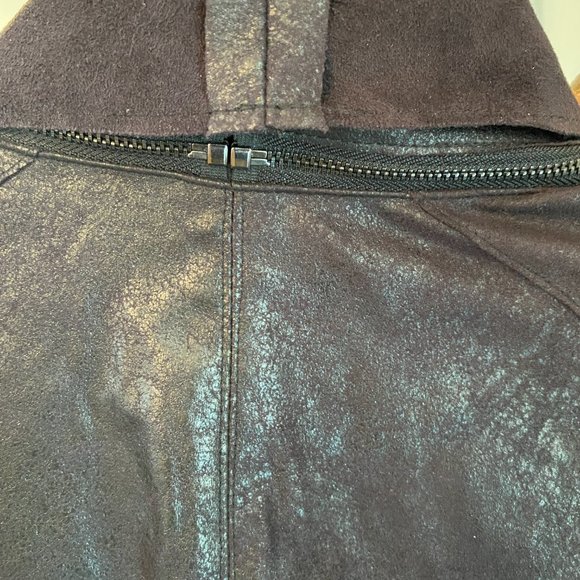 Suede and Faux Leather Moto Style Jacket - Picture 13 of 14